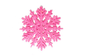 Fototapeta premium Colorful artificial snowflake isolated on white background.