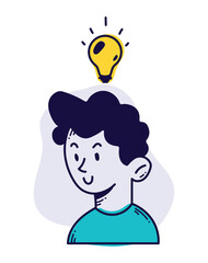 man with bulb light energy