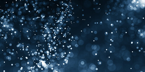 Abstract particle background. Blue dots background. Dust particles. abstract background with blue particles on black. Glowing magical lights, sparkling glittering effect.