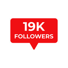 19k followers red vector, icon, stamp,logoillustration