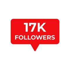17k followers red vector, icon, stamp,logoillustration