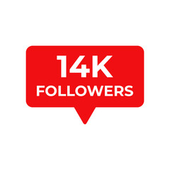 Fototapeta premium 14k followers red vector, icon, stamp,logoillustration
