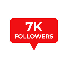 7k followers red vector, icon, stamp,logoillustration