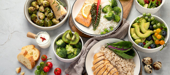 Healthy food assortment.