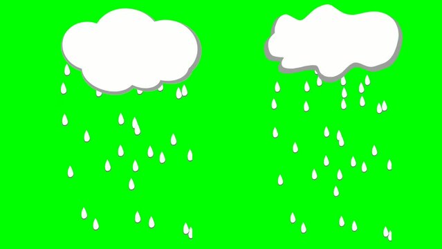 Set Animation Motion graphics rain water drop white cloud on green screen background