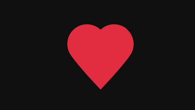 red love or heart pop up icon Animation.Heart Beat Concept for valentine's day and mother's day. Love and feelings. loop animation with alpha channel, green screen.
