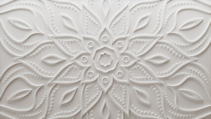 Diwali Celebration Wallpaper, with White 3D Decorative Pattern. 3D Render.