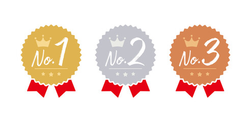 人気No1～No3ラベル アイコンセット ベクターイラスト