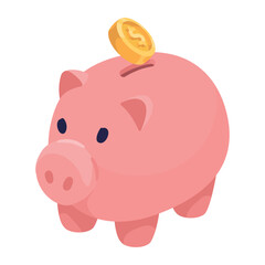 coin dollar in piggy