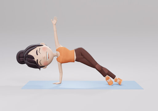 3d render. woman practicing yoga