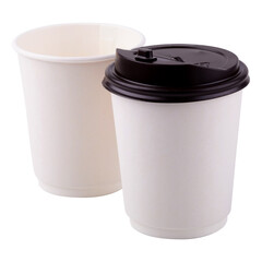 Takeaway White paper coffee cup isolated on alpha background