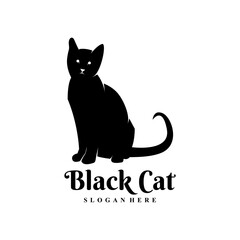 cat logo. black cat silhouette design illustration