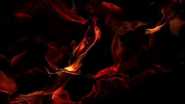 Waving red psychedelic dark physical smoke on black gradient, motion abstract corporate, cosmos and futuristic style background