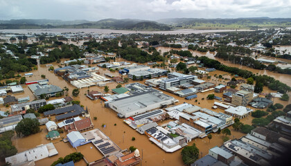 Floodwaters in the city of Lismore NSW Australia 2022