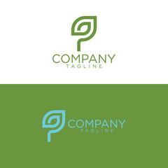 p leaf logo design and premium vector templates