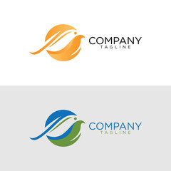 leaf bird logo design and premium vector templates