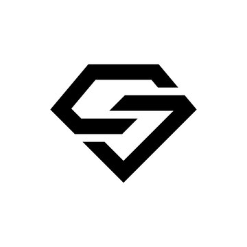 Letter CJ Diamond Initial Monogram Logo Template Vector Illustration Isolated in Black White Background