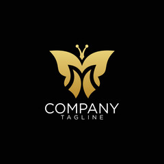 m butterfly logo design and premium vector templates