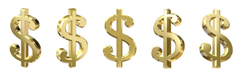 3d rendering golden currency symbols