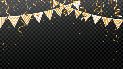 Celebration background with gold bunting flags and confetti	 - 533268942