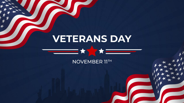 USA honoring veterans day on Nevember 11th illustration banner background