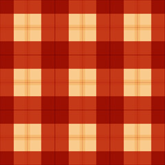 Red and yellow plaid check seamless vector pattern. Simple, bold tartan style design in warm tone colors for autumn, fall and winter seasons. Repeat background wallpaper surface texture print. 