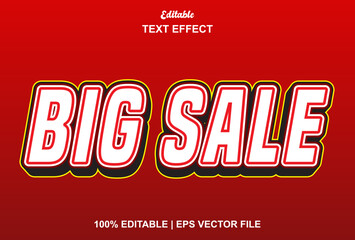 big sale text effect with 3d style and editable.