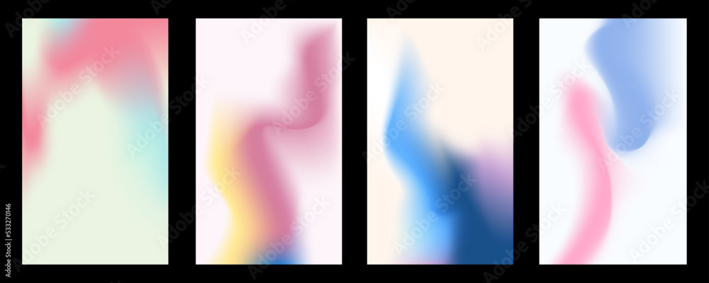 Fototapete Set of abstract trendy in blending gradient color for background. Smooth minimalist color texture for poster template, cover, presentation, web and creative print.