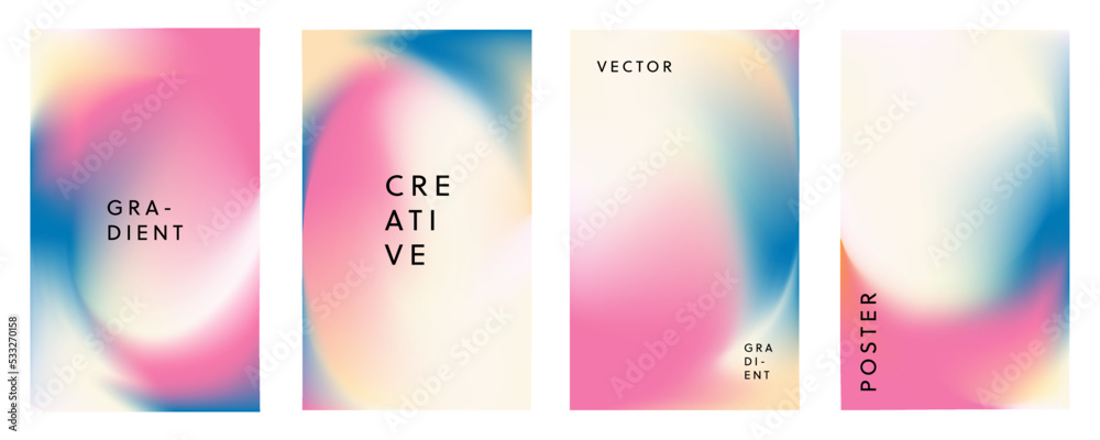 Fototapete Set of abstract trendy in blending gradient color for background. Smooth minimalist color texture for poster template, cover, presentation, web and creative print.
