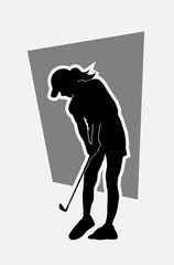 Female golf player silhouette icon, symbol sign vector illustration logo template Isolated for any purpose
