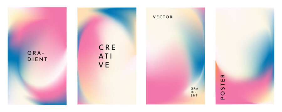 Set of abstract trendy in blending gradient color for background. Smooth minimalist color texture for poster template, cover, presentation, web and creative print. - Powered by Adobe