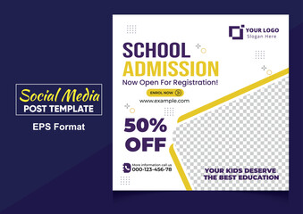 School admission post design or school admission template design vector illustration