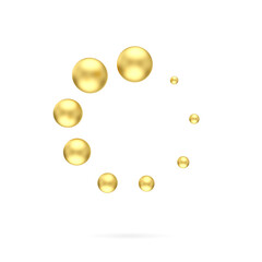 3d gold ball icon that are arranged around each other in a circle on white background. Indicator for loading progress. golden metal sphere. 3d rendering
