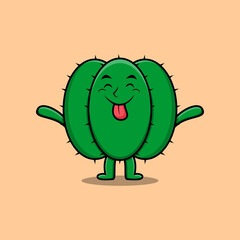 Cute cartoon cactus character with flashy expression in modern cute style illustration