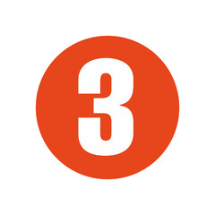 Number 3 sign icon illustration.