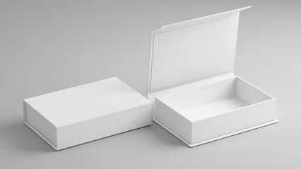 Foto op Canvas White folding gift box - Opened and closed gift box. 3d rendering mock up. © Sashkin