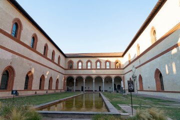 Fototapeta na wymiar Architecture details with Castello Sforzesco from Milano