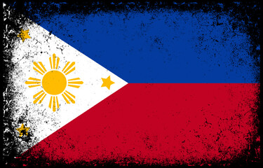 old dirty grunge vintage philipine national flag background