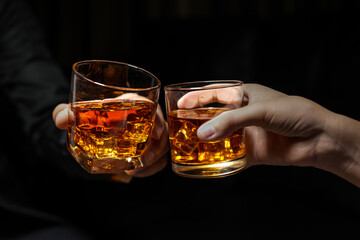 whiskey, for a friendly party in a bar or a restaurant. - obrazy, fototapety, plakaty