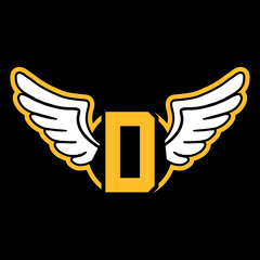 Angle Wings with letter  D vector