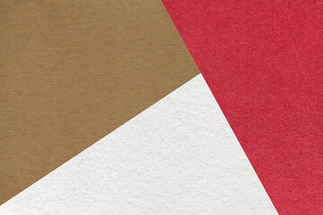 Texture of craft white, red and brown color paper background, macro. Vintage wine abstract...