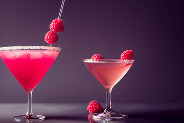 Beautiful raspberry cocktail, food photography and illustration