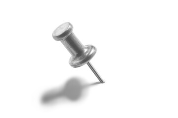 silver color push pin on a white background