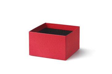 red empty packaging box on white