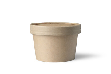 Brown paper cup with lid on white