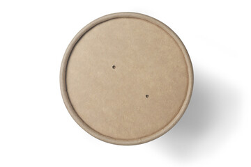 Top view of brown paper cup on white
