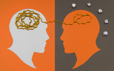 conceptual image for Therapist and patient, teacher and student. paper cut design for blog or...