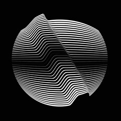 Lines in sphere Form . Vector  .Technology sphere Logo . 3d design element . Abstract Geometric shape .