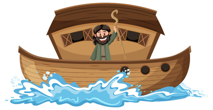 Noahs Ark and cartoon character set