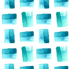 pattern of watercolor squares on an isolated background. watercolor blue squares
